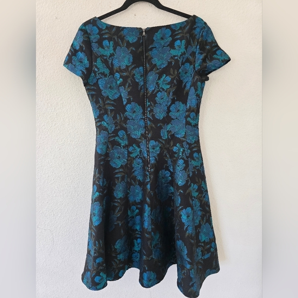 Antonio Melani Dress Womens Sz 4 Floral Fit&Flare Blue Black Whimsgoth - Picture 11 of 13